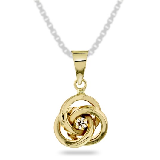 Pan Jewelry, Anheng i 585 gult gull med knute og zirkonia Pan Jewelry, Anheng i 585 gult gull med knute og zirkonia