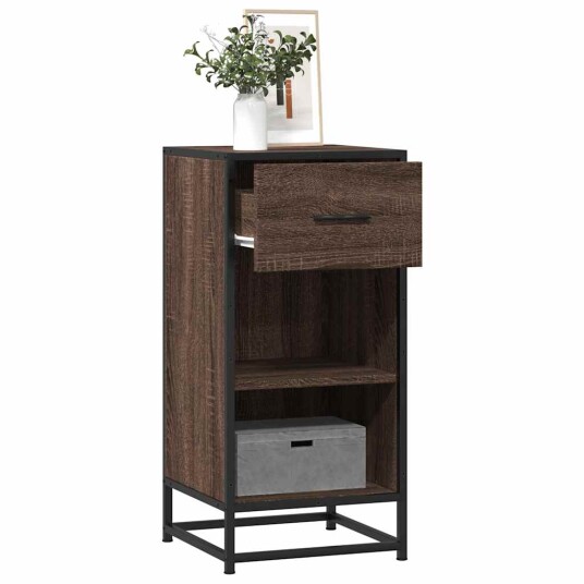 Skjenk brun eik 35,5x35x76 cm konstruert tre og metall 8721102840173