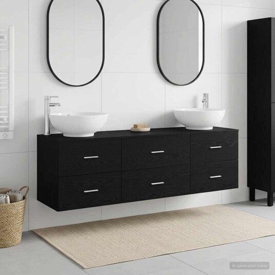 vidaXL Baderomsinnredningssett 3 stk. Svart 49,5 x 44,5 x 65 cm vidaXL Baderomsinnredningssett 3 stk. Svart 49,5 x 44,5 x 65 cm