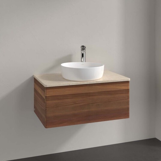 Villeroy & Boch Antao Servantskap med 1 skuff 80x50x36 cm m/lys Valnøtt/Crème Villeroy & Boch Antao Servantskap med 1 skuff 80x50x36 cm m/lys Valnøtt/Crème