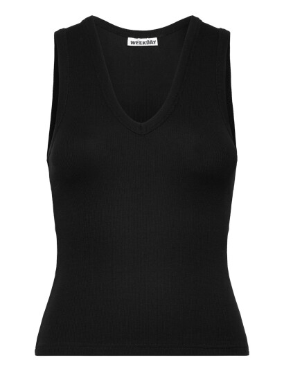 Weekday V Neck Tank Top Black XXS
