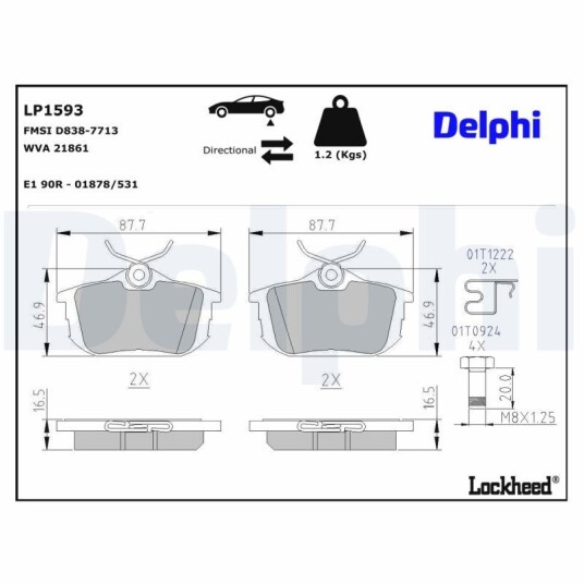 Bremseklosser DELPHI LP1593 Bremseklosser DELPHI LP1593