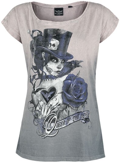 Alchemy England Goth T-skjorte Queen Of The Dead S til 4XL Damer lyserosa Alchemy England Goth T-skjorte Queen Of The Dead S til 4XL Damer lyserosa