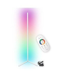 20 Watt hjørnelampe i RGB med fjernkontroll - Hvit, 140cm høy, styres medfølgende fjernkontrollen