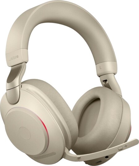 Jabra Evolve2 85 Link380a UC Stereo Headset med stativ Beige Jabra Evolve2 85 Link380a UC Stereo Headset med stativ Beige
