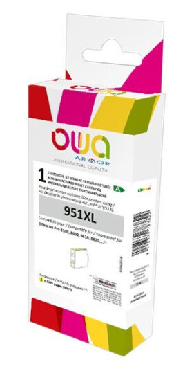 Owa - 30 Ml - Gul - Kompatibel - Boks - Gjenfabrikert - Blekkpatron (Alternativ For: Hp 951Xl) - For Hp Officejet Pro 251Dw 276Dw 8100 8600 8610 8620 8630