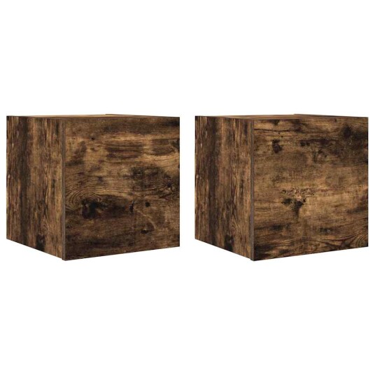 vidaXL Vegghengte TV-benker 2 stk røkt eik 30,5x30x30 cm