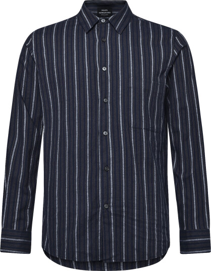 Mads Nørgaard Flannel Stripe Sune Shirt - Navy - XS