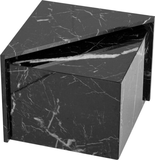 Sofabord Wohnling Sett av 2 MONOBLOC høyglans trekantet, moderne stil Marmor, Svart - Marmor, Svart