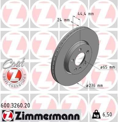 Bremseskive ZIMMERMANN 600.3260.20 Bremseskive ZIMMERMANN 600.3260.20