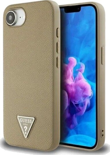 GUESS Grained Triangle MagSafe case for iPhone 16e - brown