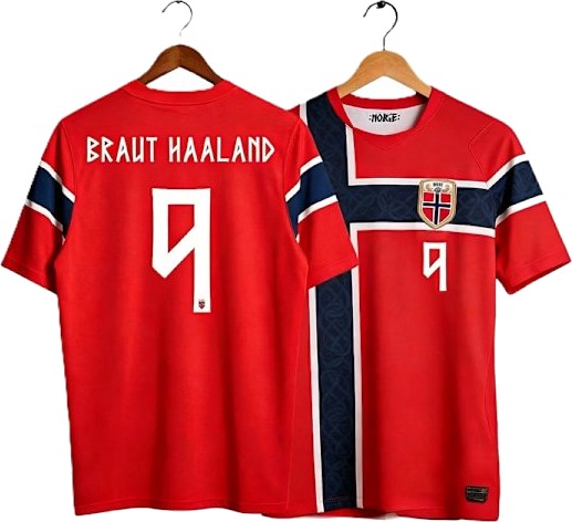 Det norske landslagets hjemmedrakt for VM 2026 vil ha nummer 9 Erling Haaland.