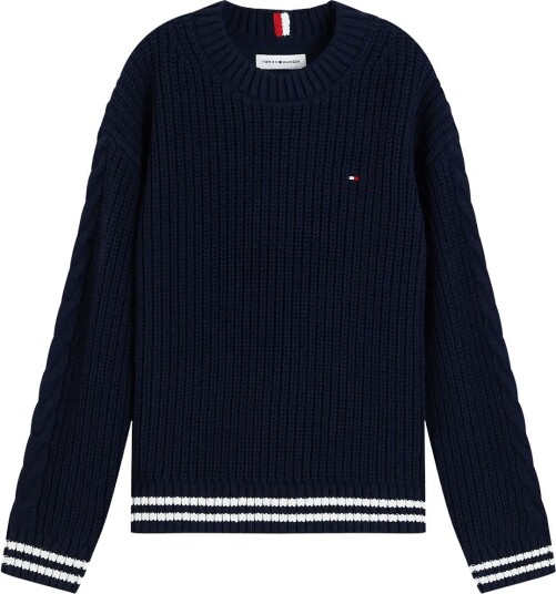 Tommy Hilfiger Placed Sleeve Cable Sweater Navy 140 Tommy Hilfiger Placed Sleeve Cable Sweater Navy 140