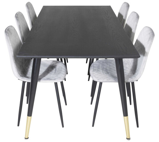 Venture Design Dipp & Polar spisegruppe Svart/grå 6 st stoler & bord 180 x 90 cm