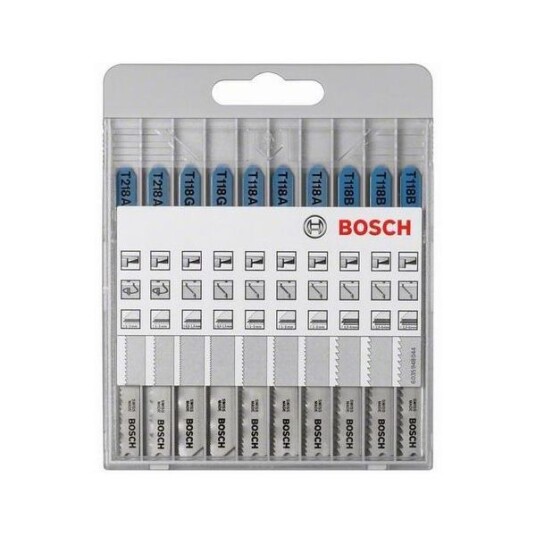 Bosch 10-deler Stikksagbladsett for Metall med T-skaft