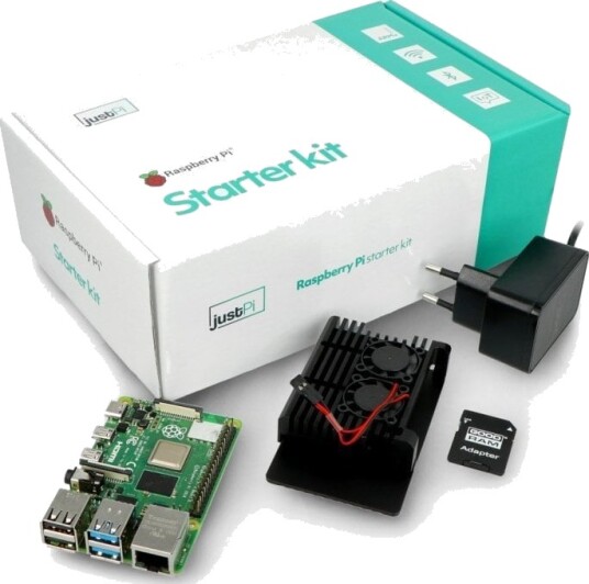 Raspberry Pi 4B KIT WiFi 2GB RAM 32GB microSD kabinett 2x vifter og tilbehør