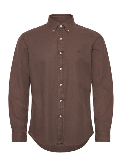 Polo Ralph Lauren Custom Fit Textured Dobby Shirt - Brown - XS
