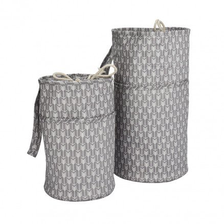 Infinity Hearts Garnveske/Strikkeveske Sett Rund Grå/Hvit 27x16/36x20cm 2 stk Infinity Hearts Garnveske/Strikkeveske Sett Rund Grå/Hvit 27x16/36x20cm 2 stk