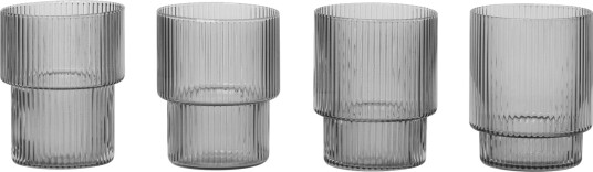 ferm LIVING Ripple glass 4-pakn. Smoked grey