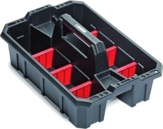 Prosperplast Verktøykasse Cargo Plus Med Rom, 495 × 345 × 210 mm, Svart/Rød