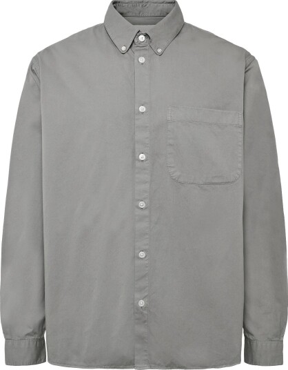 Garment Project Relaxed Ls Button Down Shirt   Grey   GREY   S