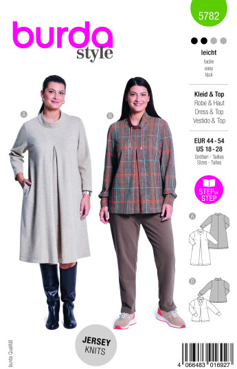 Burda 5782 - Kjole & Genser EUR: 44-54 US: 18-28