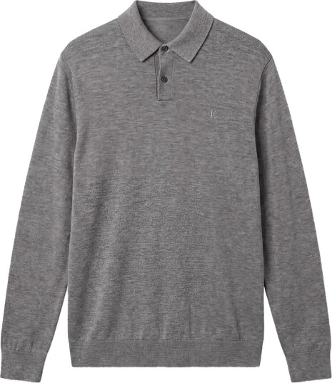 Calvin Klein Ls 100% Merino Polo 14Gg Grey L