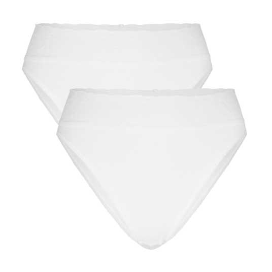 Calida Truser 2P Lycraspitze Panty Hvit bomull Large Dame