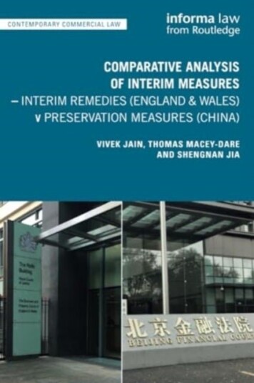 Comparative Analysis of Interim Measures ¿ Interim Remedies England & Wales v Preservation Measure