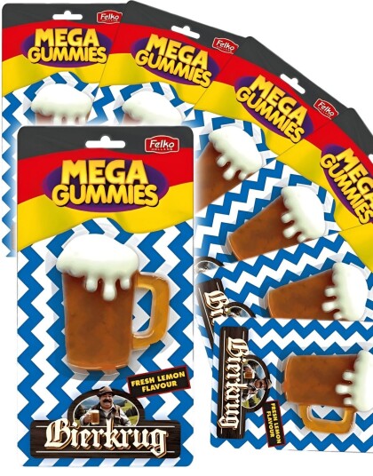 Sweet & Candy 11 stk Mega Gummies German Beer Vingummi Ølglass med Fersk Sitronsmak Hel Eske 132 kg