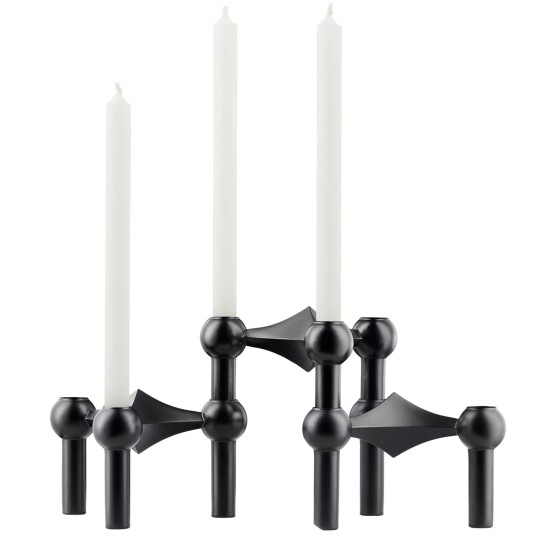 Stoff Nagel Stoff Nagel Lysestake Matt Sort + Stearinlys 12 pk