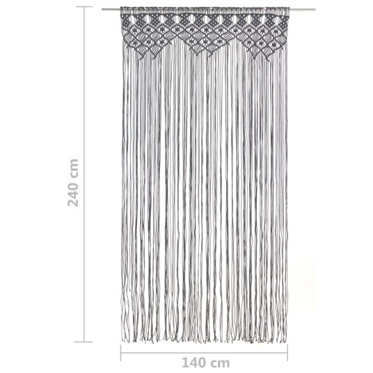 vidaXL Makramé gardin antrasitt 140x240 cm bomull