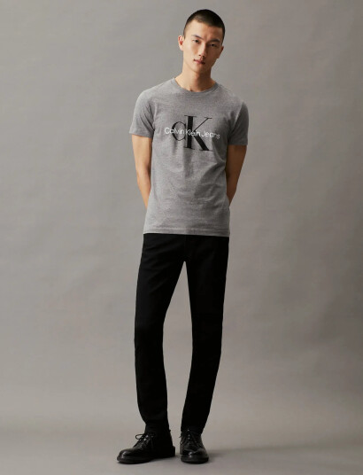 Calvin Klein Jeans Core Monologo Slim Tee - Grey - S