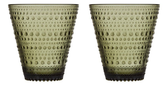Iittala Kastehelmi Glass 30 cl 2-stk Mosegrønn