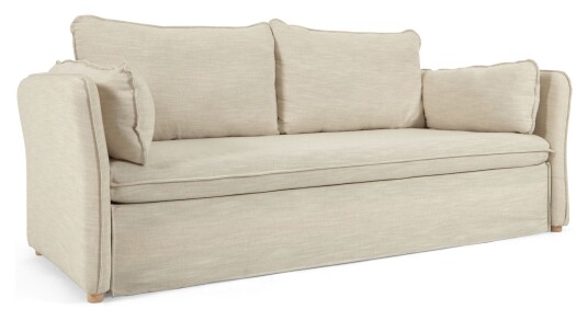 Kave Home Tanit Sovesofa, B210, Off-White lin/bein i bøk 1600897-01-0 1683142-01-0