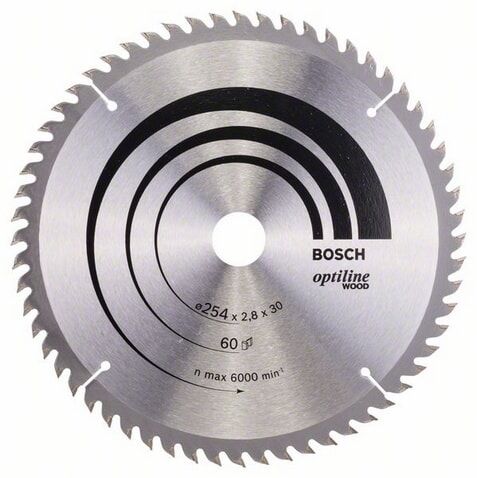 Bosch Optiline Wood Sirkelsagblad 254 mm 60 Tenner for Tre Bosch Optiline Wood Sirkelsagblad 254 mm 60 Tenner for Tre