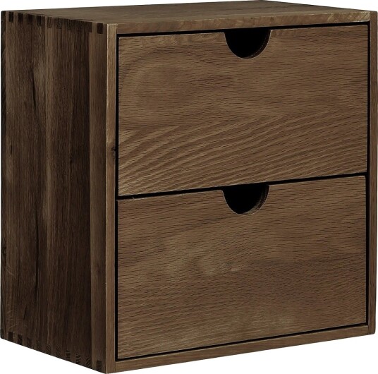 House Nordic Nanna - Wall Shelf With Drawers, Oak - DARK BROWN - 18X30XH30 cm