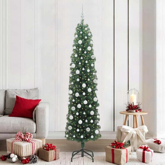 Kunstig juletre med 300 LED grønn 210 cm PVC og stål og plast