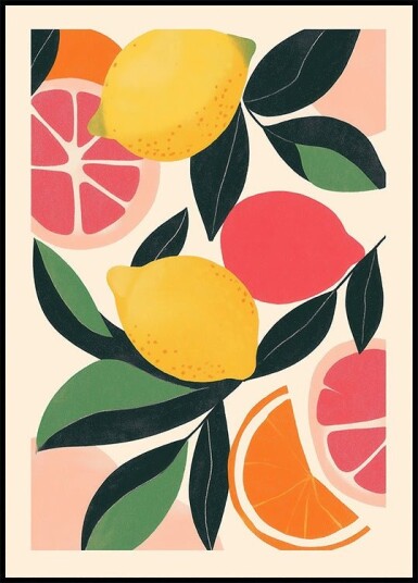 Citrus Fruit Illustration Plakat Plakat / 21x30cm Citrus Fruit Illustration Plakat Plakat / 21x30cm