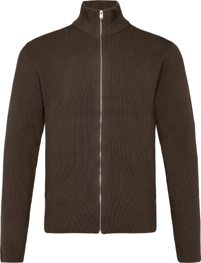 Lindbergh Knitted Zip Cardigan   Brown   M