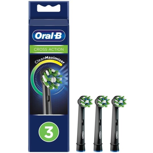 Oral-B Børstehode Cross Action Sort 3stk