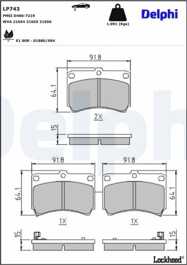 DELPHI LP743 Bremseklosser