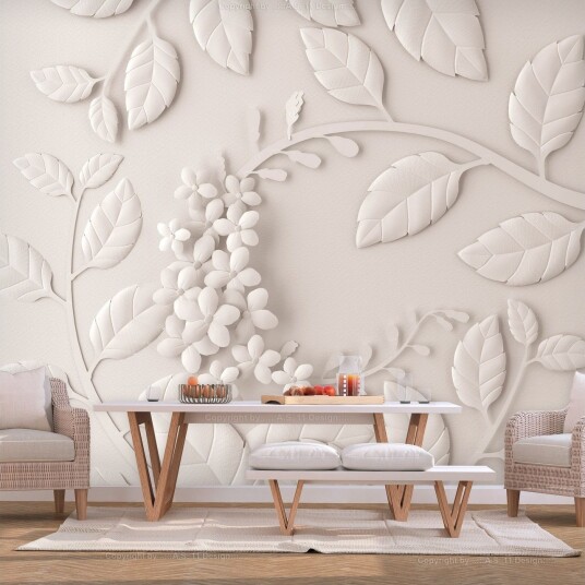 Fototapet Paper Flowers Cream 400x280 - Finnes i flere størrelser