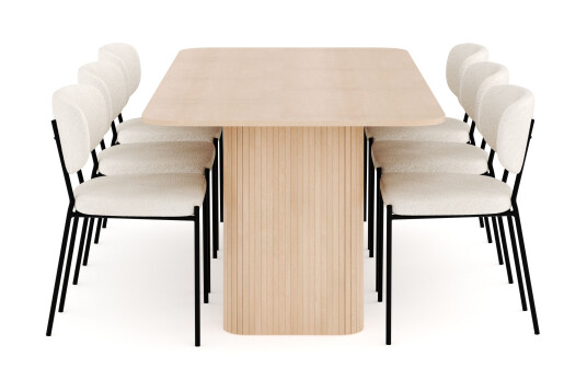 Other Brand Kopparbo Spisegruppe 200 260 cm Forlengbar med 6 Gemmiano Spisestoler Whitewash