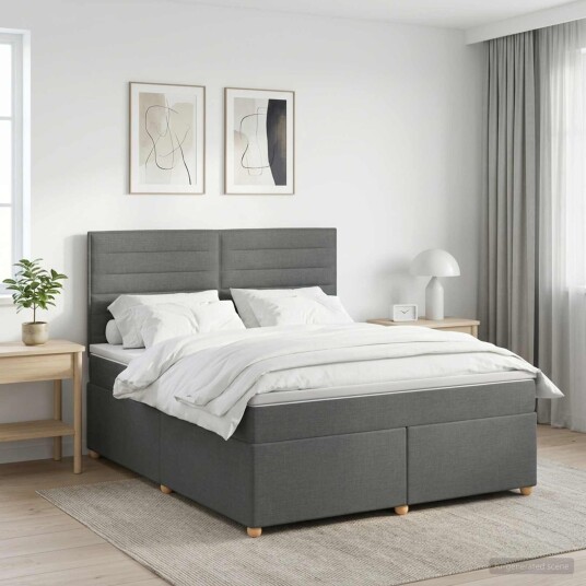 vidaXL Kontinentalseng med madrass Mørkegrå 160 x 200 cm Stoff