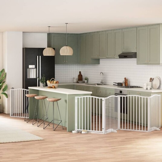 Vidaxl Hundeport Sammenleggbar 8 Paneler Hvit 640 cm Poppeltre