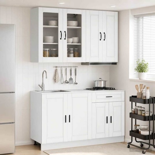 vidaXL Kjøkken enhet PORTO 4 pcs Hvit Konstruert tre