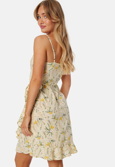 BUBBLEROOM Flounce Short Strap Dress Yellow/Patterned XS