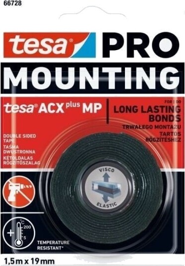Tesa 66728 Acxplus Profesjonell Monteringsbånd 1,5 M / 19 Mm