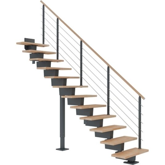 Dolle Dubai Rett Trapp Antracit 7016 design oljet Bøk 90 11 Loddrett Høyde 204 252cm